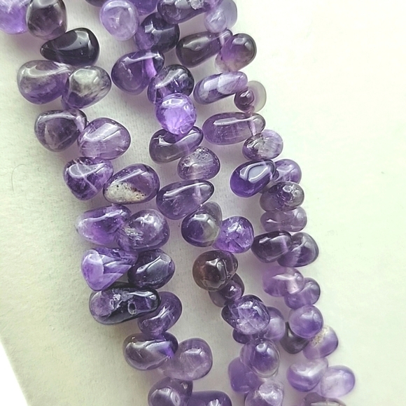 600 Cts Natural 3 Strand Purple Amethyst Beads Natural Gemstone Beaded Necklace - Picture 2 of 9